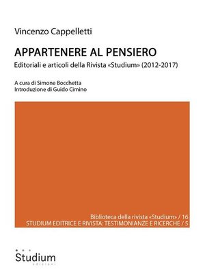 cover image of Appartenere al pensiero